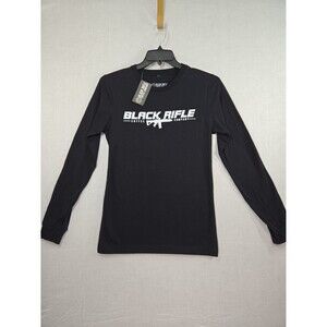 Black Rifle Coffee Company Long Sleeve Black T-Shirt Front Logo Men's Small Gun